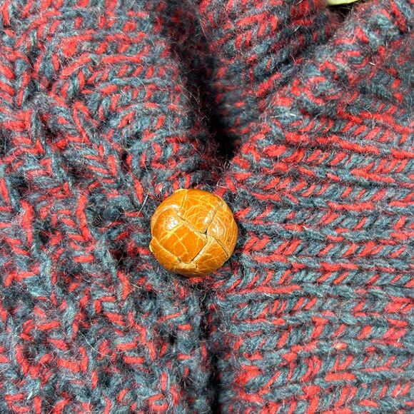 Woolrich Vtg Wool Pullover Sweater Fisherman Shawl Collar Red Button Size M - Picture 4 of 8